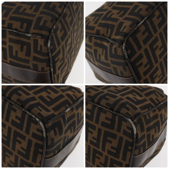 FENDI Zucca Canvas Vanity Bag Black Brown Auth 147545 - Picture 14 of 16